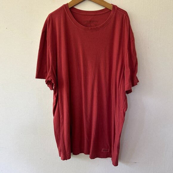 Life is Good Crusher Tee Mens Large Red Pink Plain Short Sleeve T-shirt - Picture 1 of 4